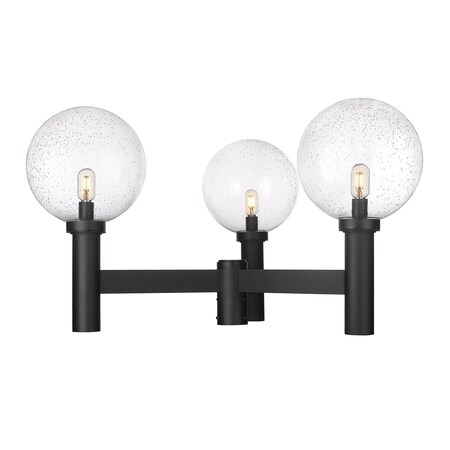 Z-Lite Laurent Outdoor Post Mount Fixture, 3-Light, 39 In.W x 22.5 In.H, Black/Clear Seedy 599BP3-BK